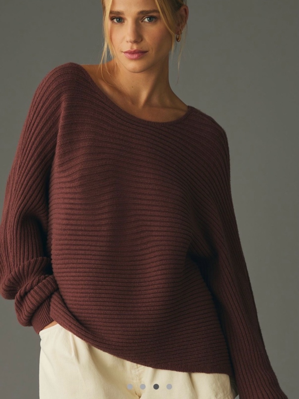 Anthropologie Ribbed ScoopAsymmetrical Neck Sweater